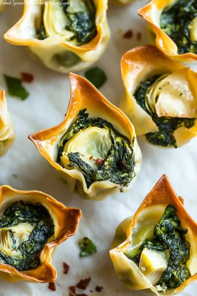 Baked Spinach Artichoke Wonton Cups