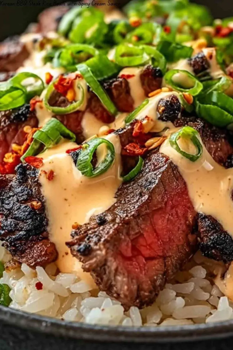Korean BBQ Steak Rice Bowls with Spicy Cream Sauce