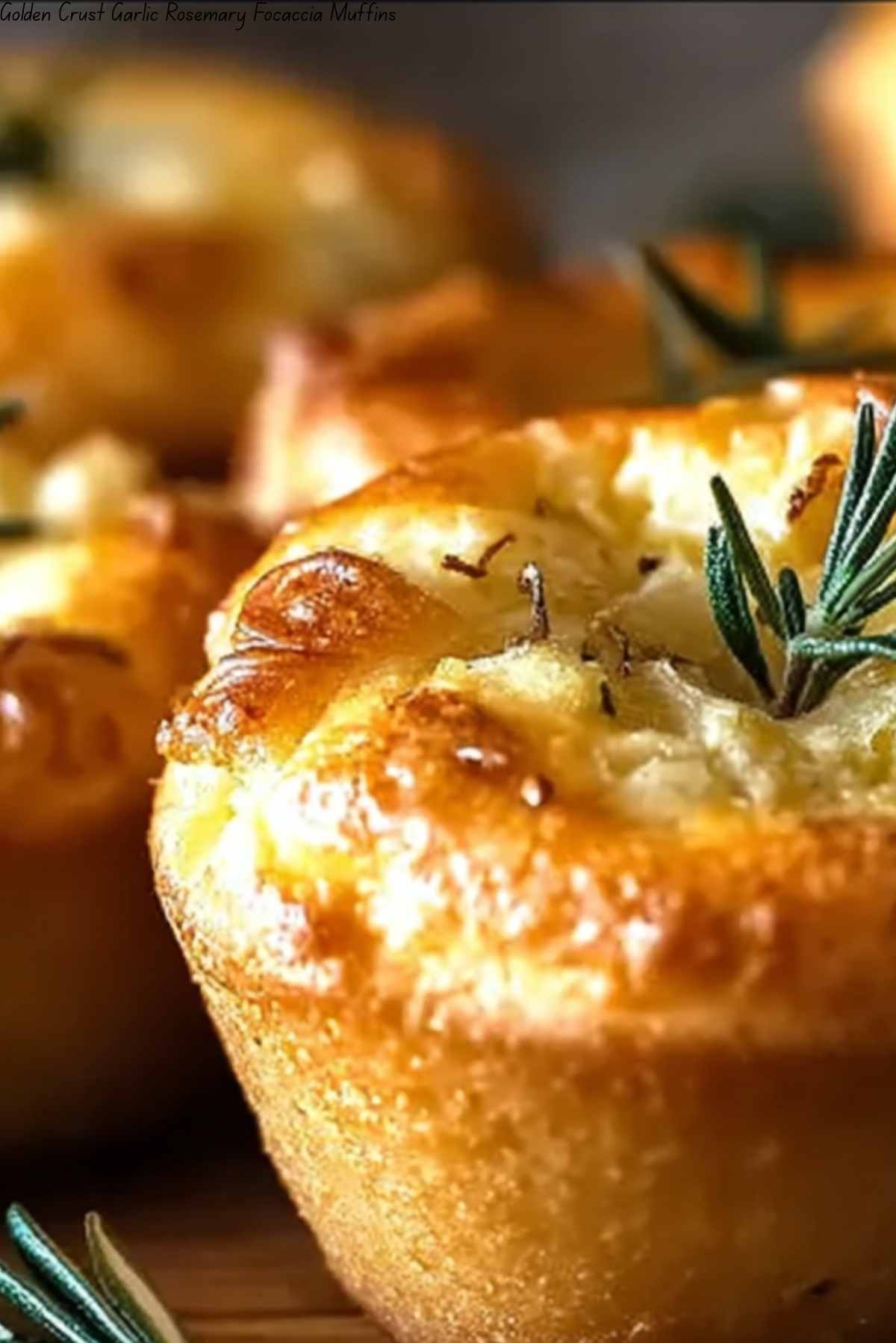 Golden Crust Garlic Rosemary Focaccia Muffins
