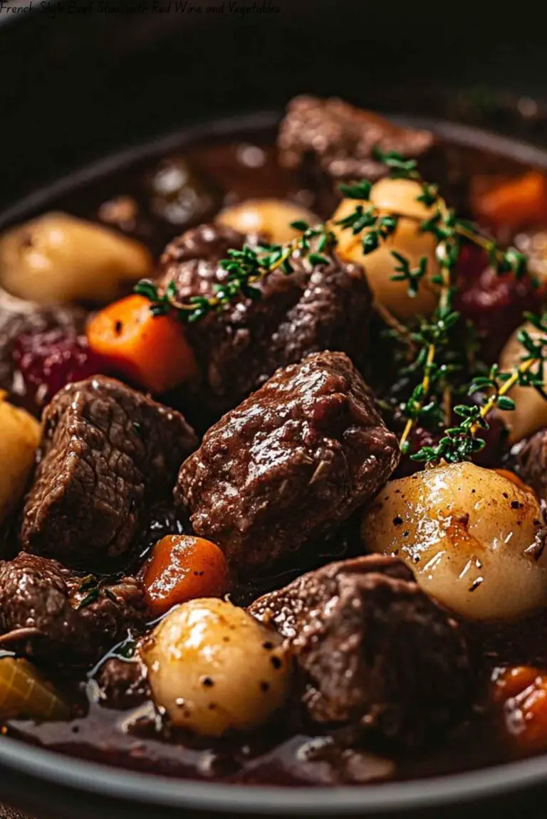 French-Style Beef Stew with Red Wine and Vegetables