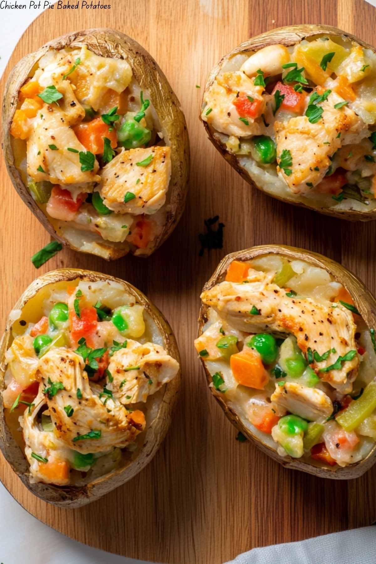 Chicken Pot Pie Baked Potatoes