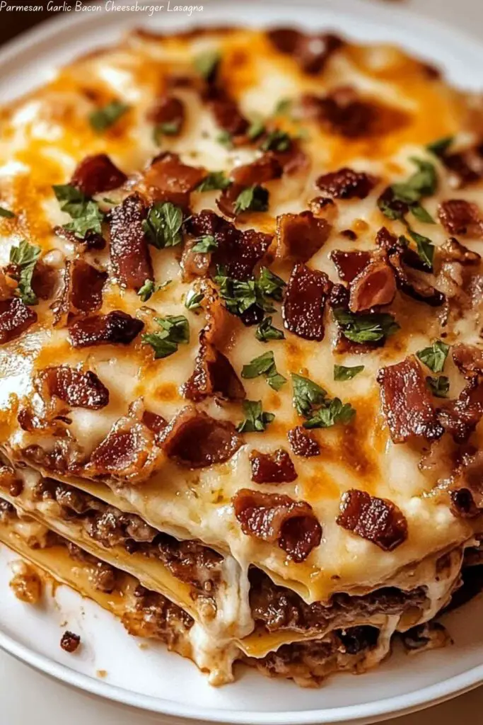 Parmesan Garlic Bacon Cheeseburger Lasagna