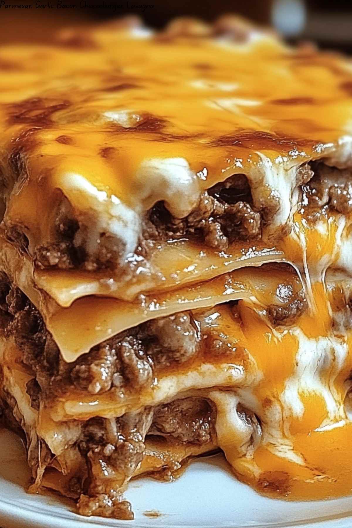 Parmesan Garlic Bacon Cheeseburger Lasagna