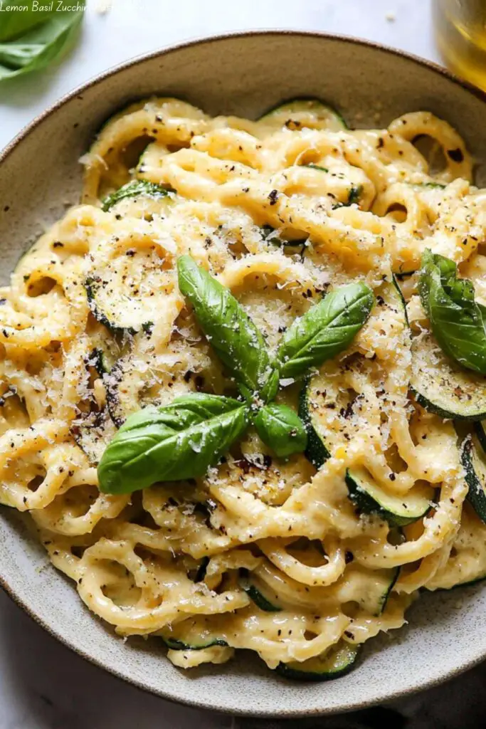 Lemon Basil Zucchini Pasta Alfredo