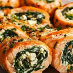 Spinach & Feta Stuffed Salmon Pinwheels