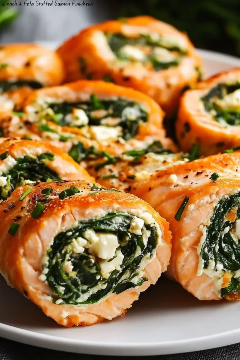 Spinach & Feta Stuffed Salmon Pinwheels