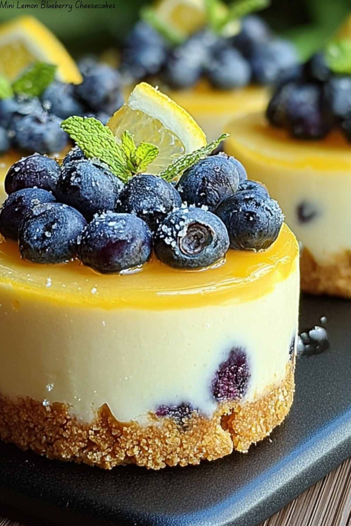 Mini Lemon Blueberry Cheesecakes