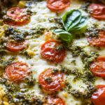 Easiest One Pan Caprese Pesto Orzo Bake