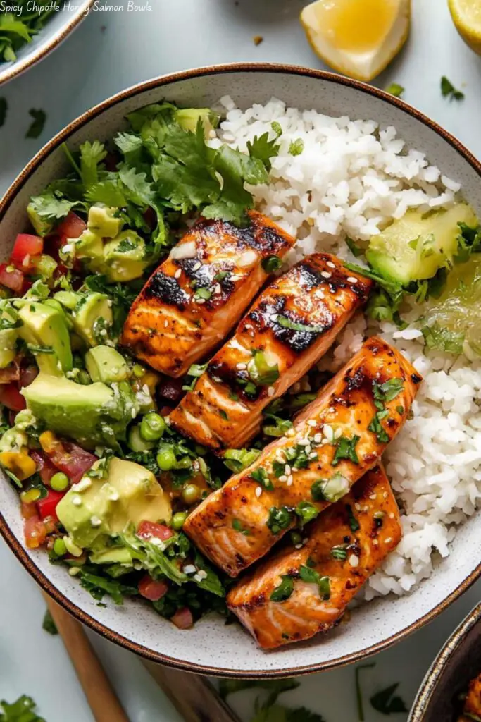 Spicy Chipotle Honey Salmon Bowls