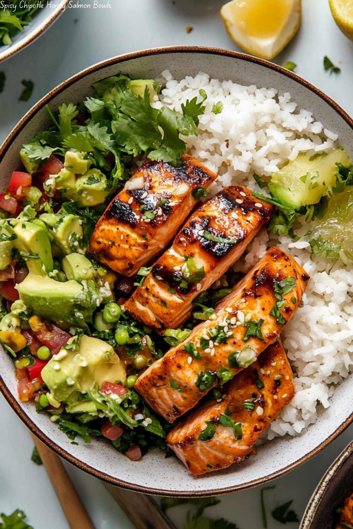 Spicy Chipotle Honey Salmon Bowls