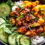 Chili Crisp Chicken Mango Cucumber Rice Bowl