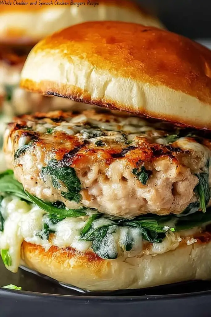 White Cheddar and Spinach Chicken Burgers Recipe