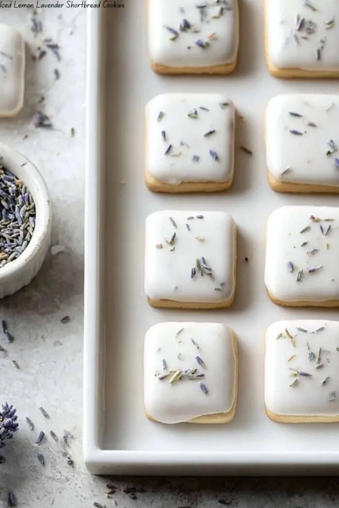 Iced Lemon Lavender Shortbread Cookies
