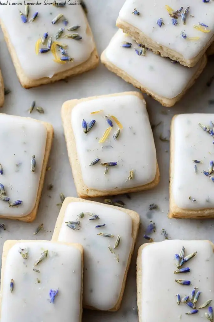 Iced Lemon Lavender Shortbread Cookies