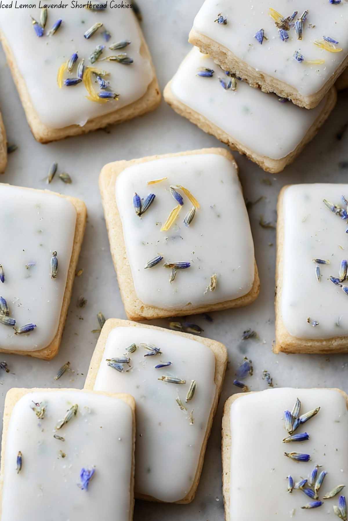 Iced Lemon Lavender Shortbread Cookies