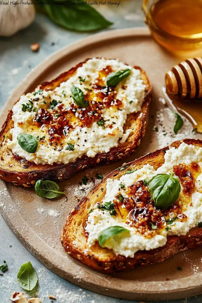 Viral High-Protein Cottage Cheese Pizza Toast (with Hot Honey)