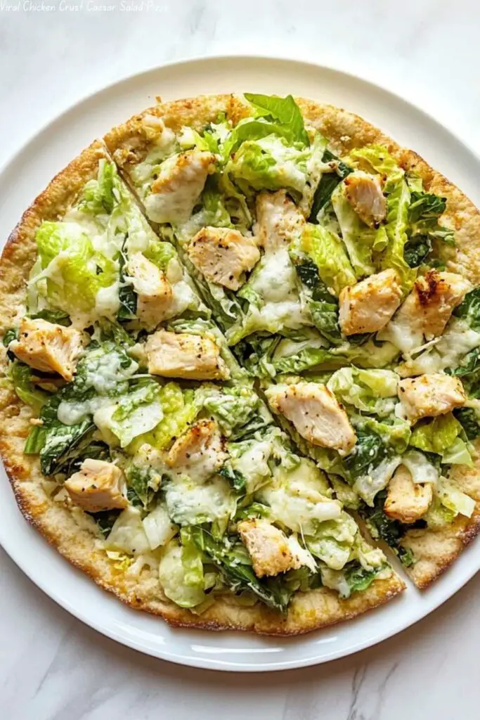 Viral Chicken Crust Caesar Salad Pizza