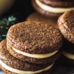 Ginger Molasses Sandwich Cookies with Eggnog Frosting
