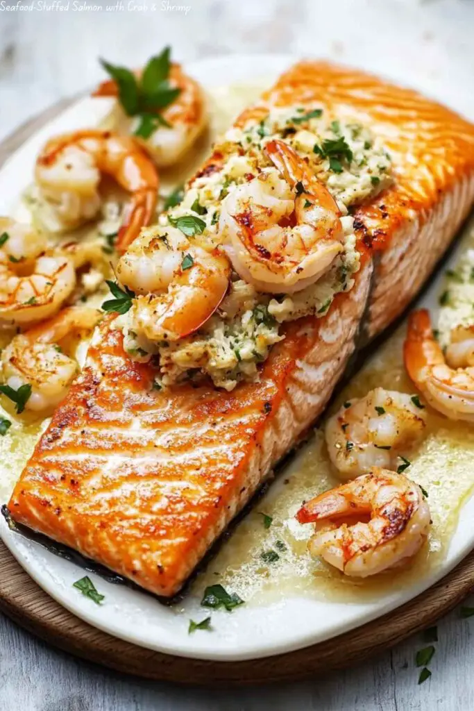 Seafood-Stuffed Salmon with Crab & Shrimp