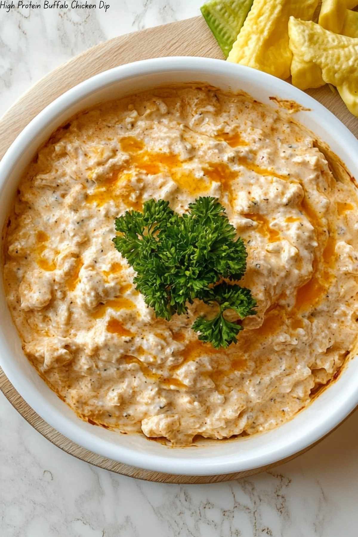 High Protein Buffalo Chicken Dip