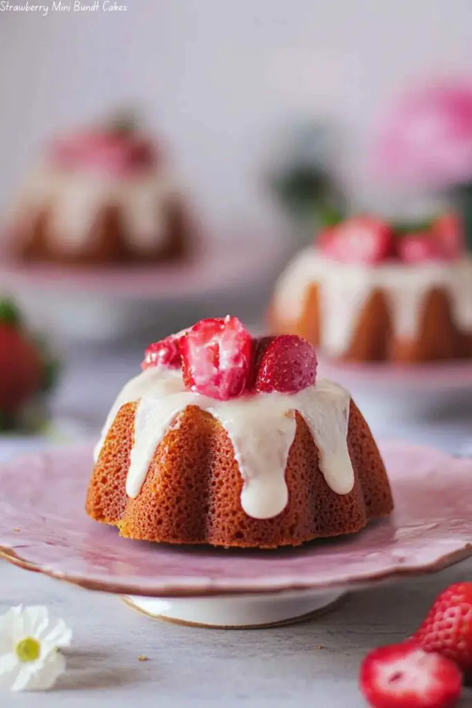 Strawberry Mini Bundt Cakes