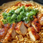 Fiery Chicken Ramen with Creamy Garlic Sauce