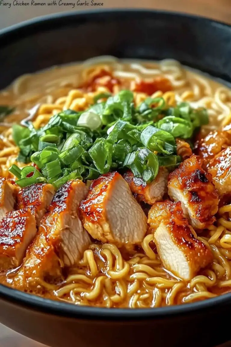 Fiery Chicken Ramen with Creamy Garlic Sauce