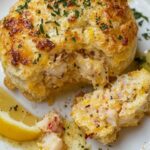Crab Stuffed Cheddar Bay Biscuit With A Lemon Butter Sauce