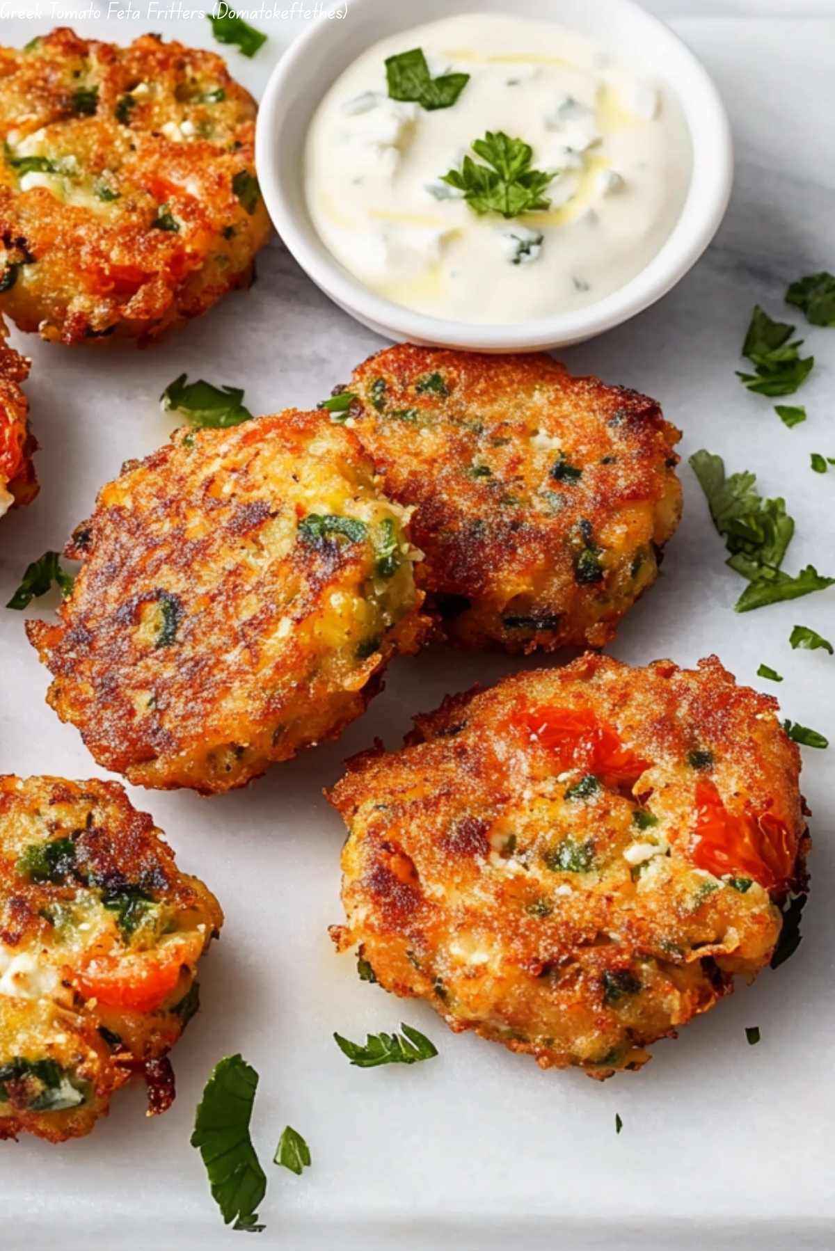 Greek Tomato Feta Fritters (Domatokeftethes)