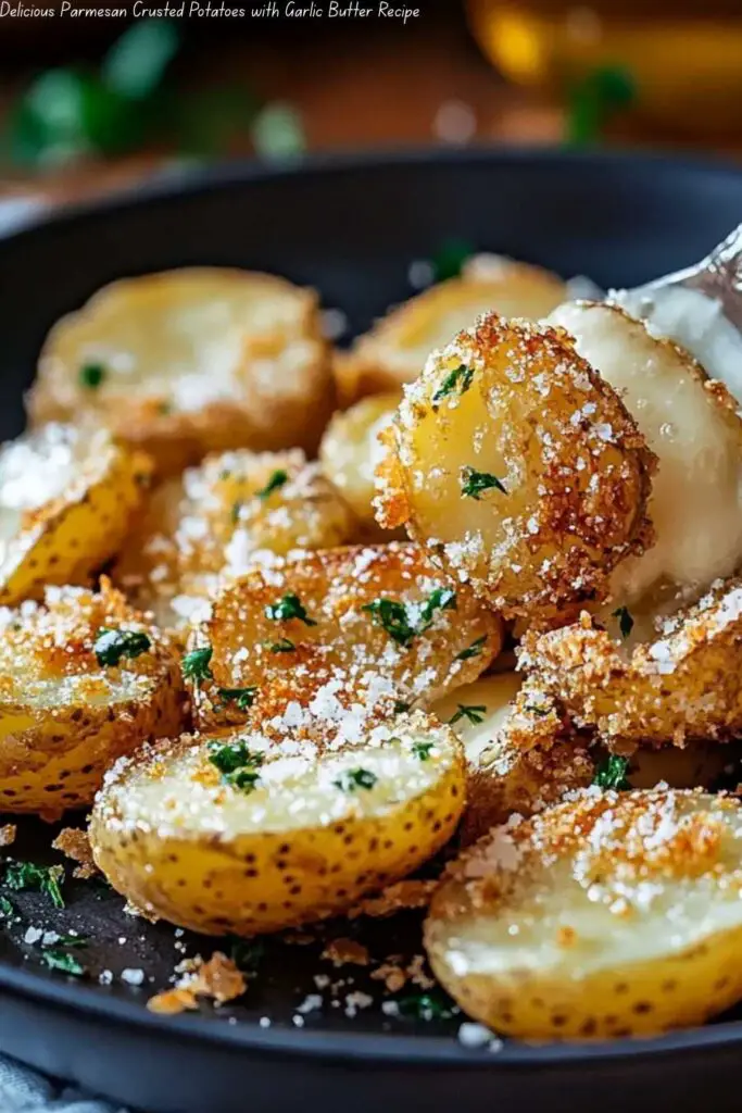 Delicious Parmesan Crusted Potatoes with Garlic Butter Recipe