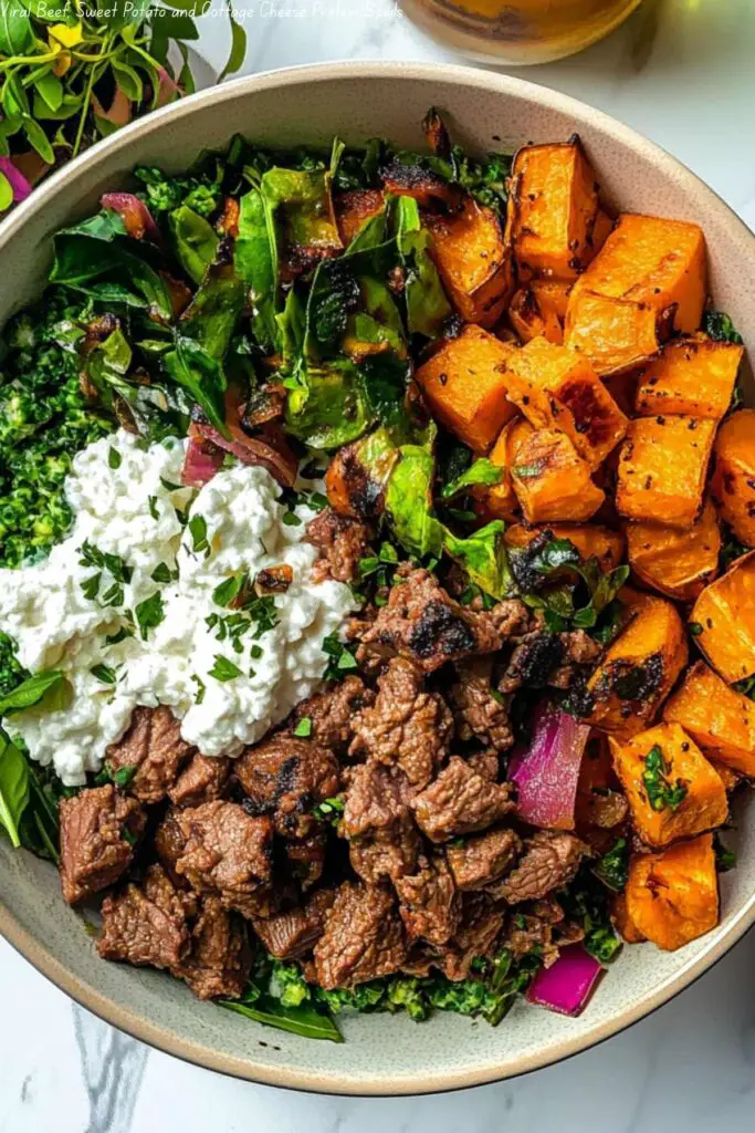 Viral Beef, Sweet Potato and Cottage Cheese Protein Bowls
