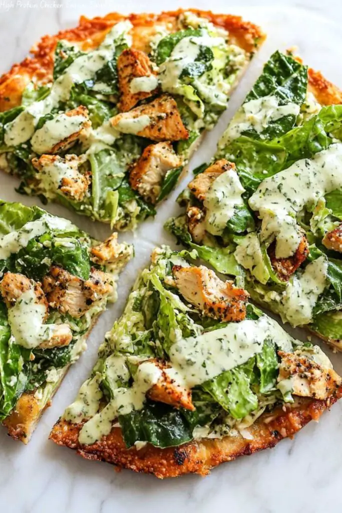 High Protein Chicken Caesar Salad Pizza Recipe