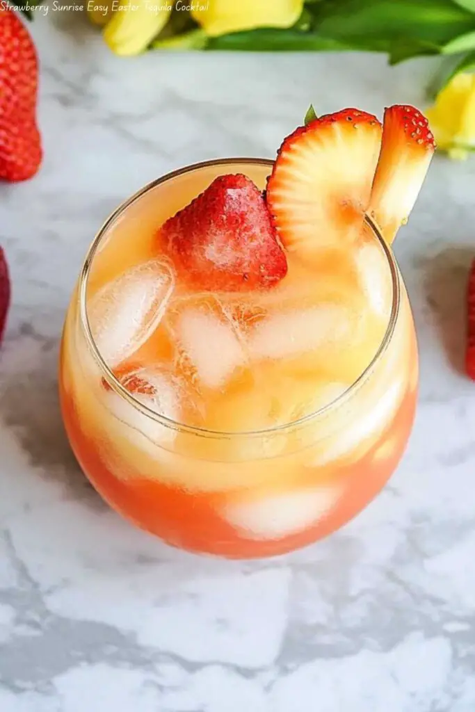 Strawberry Sunrise Easy Easter Tequila Cocktail