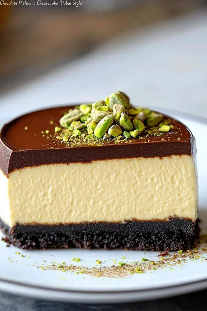 Chocolate Pistachio Cheesecake (Dubai Style)