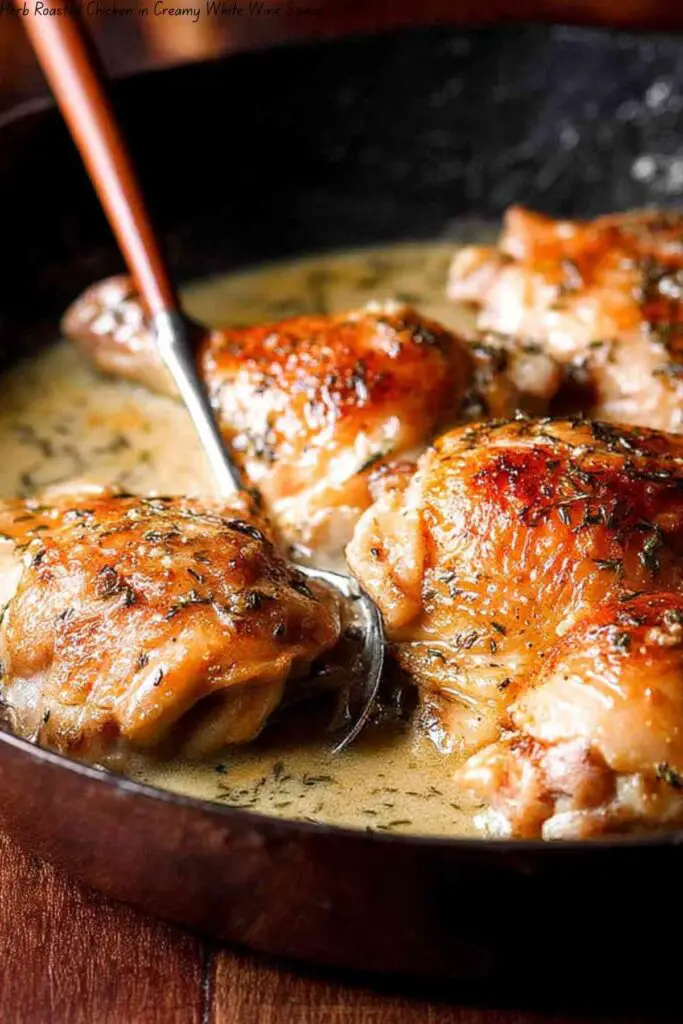 Herb Roasted Chicken in Creamy White Wine Sauce