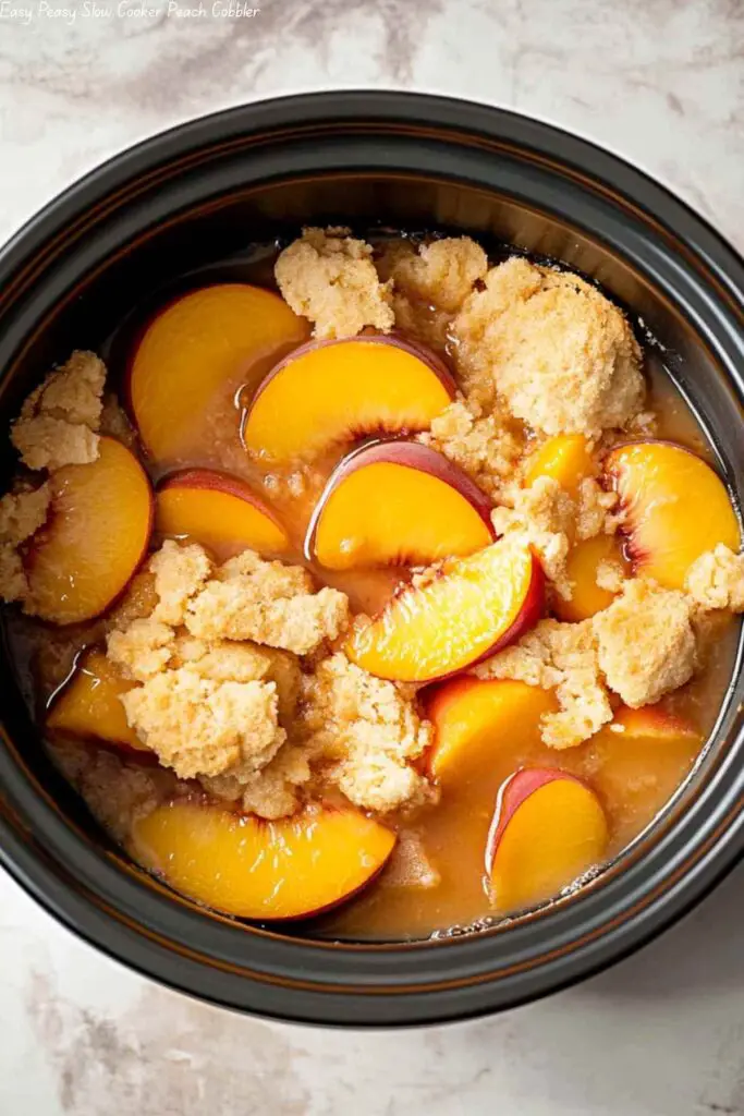 Easy Peasy Slow Cooker Peach Cobbler