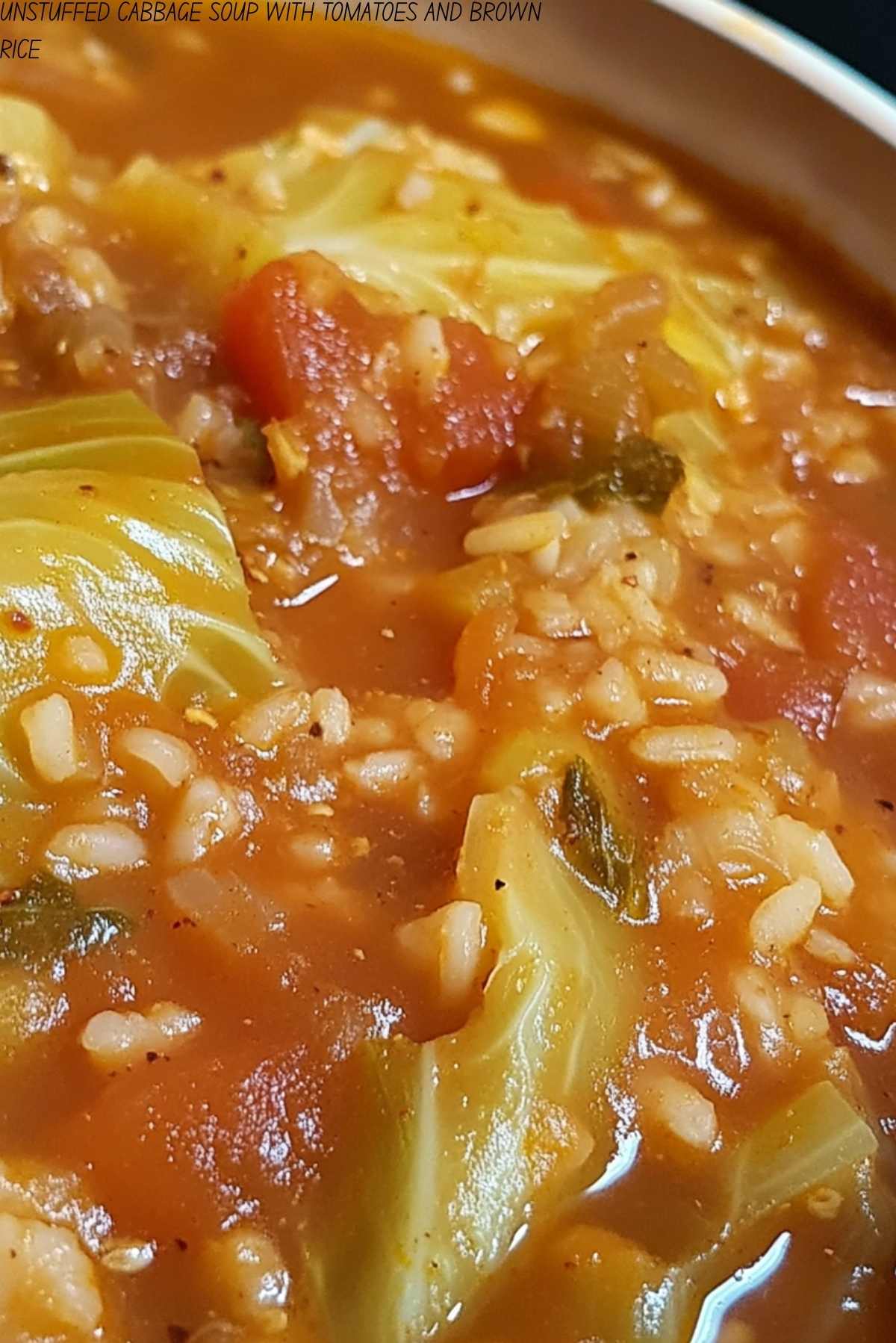 UNSTUFFED CABBAGE SOUP WITH TOMATOES AND BROWN RICE