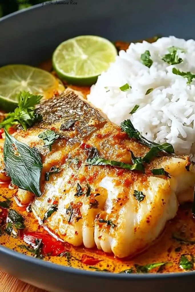 Coconut Lime Fish Curry with Jasmine Rice