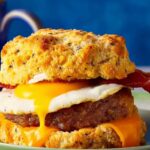 Super Meat Lovers Cheddar Biscuit Breakfast Sandwich