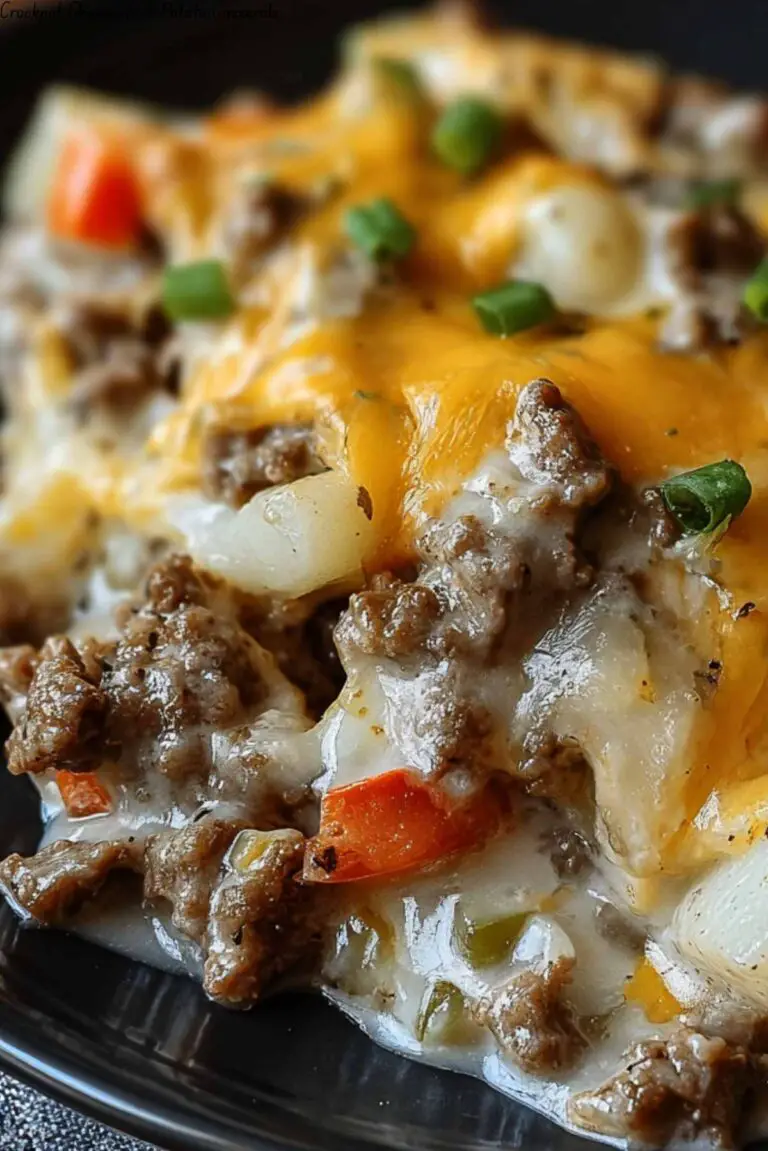 Crockpot Cheesesteak Potato Casserole