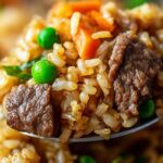 Baked Onion Beef Fried Rice with Mixed Vegetables