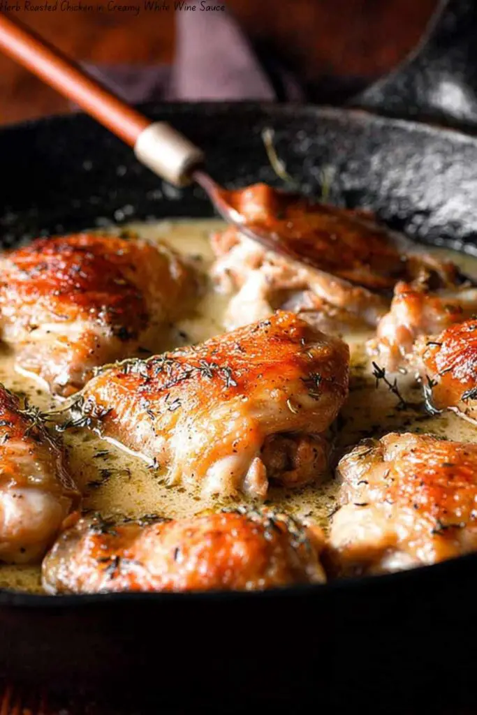 Herb Roasted Chicken in Creamy White Wine Sauce