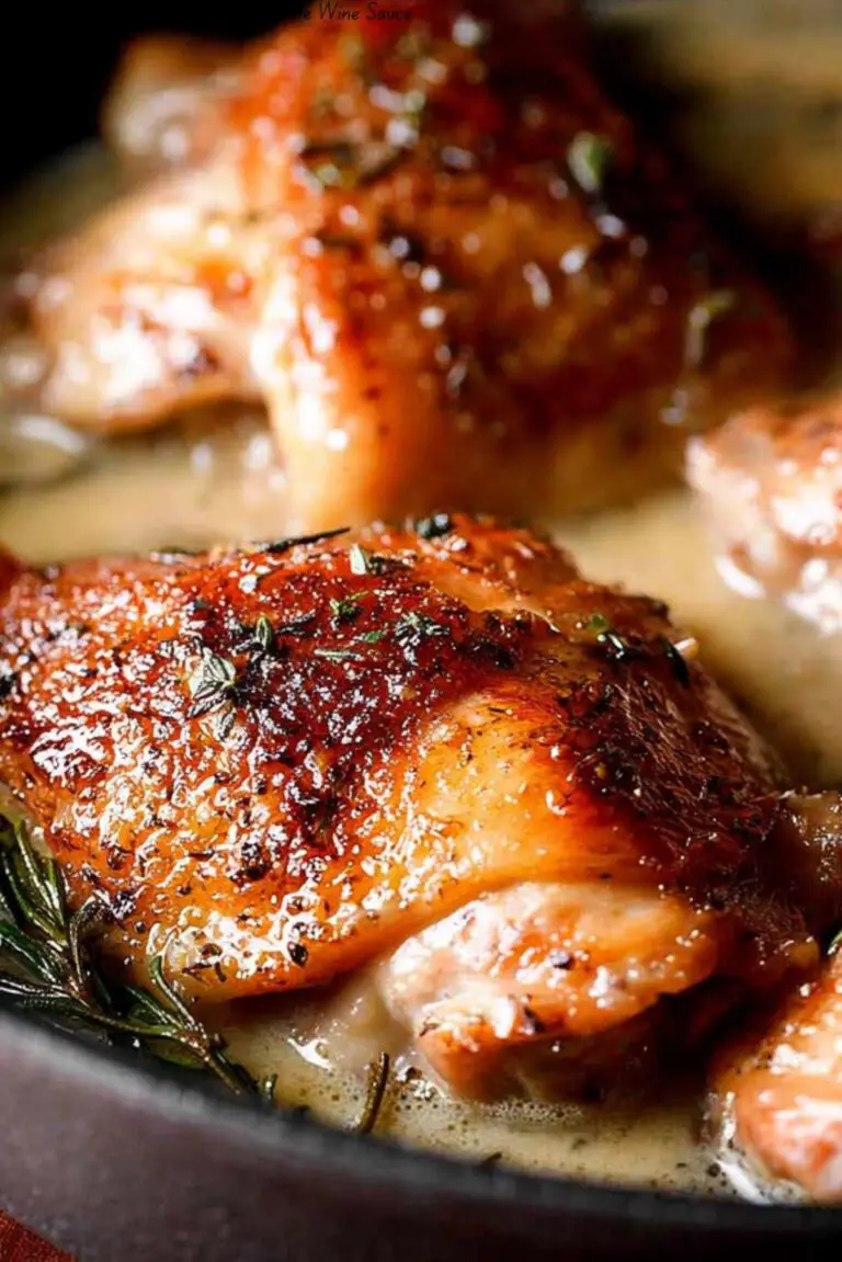 Herb Roasted Chicken in Creamy White Wine Sauce
