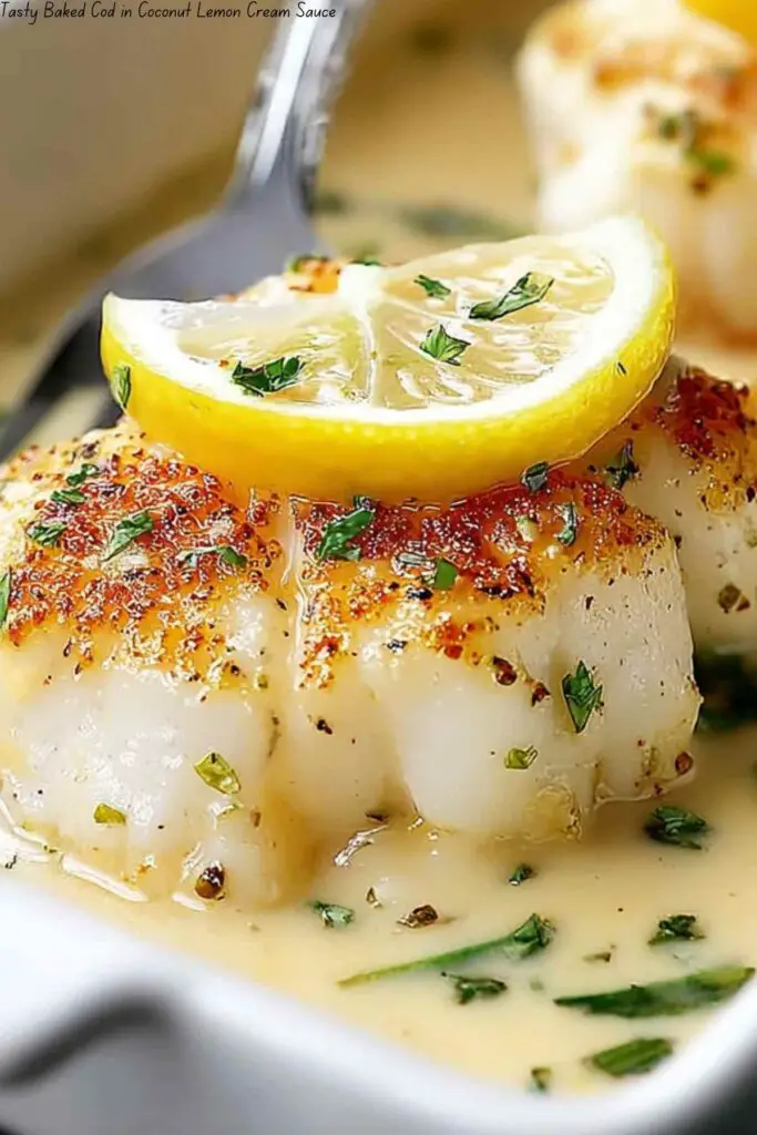 Tasty Baked Cod in Coconut Lemon Cream Sauce