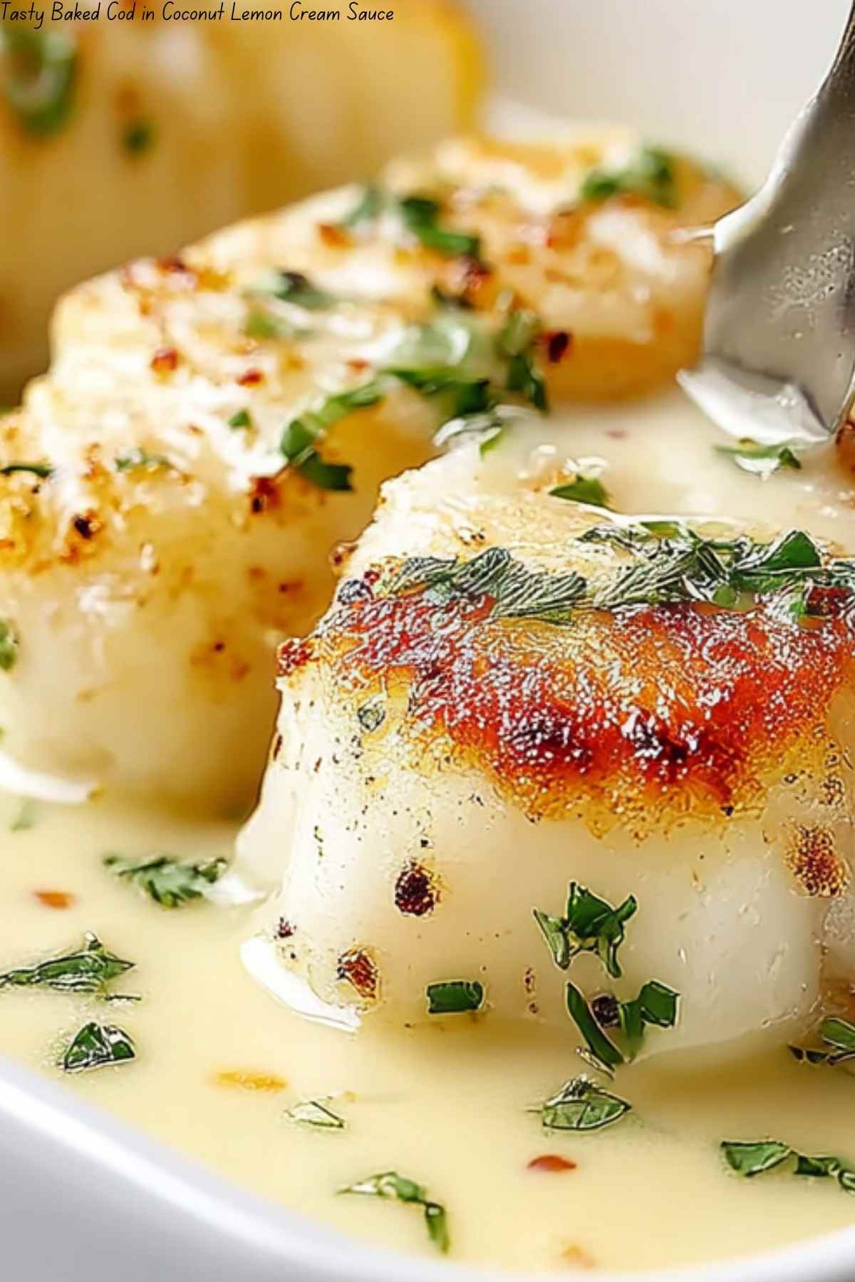 Tasty Baked Cod in Coconut Lemon Cream Sauce