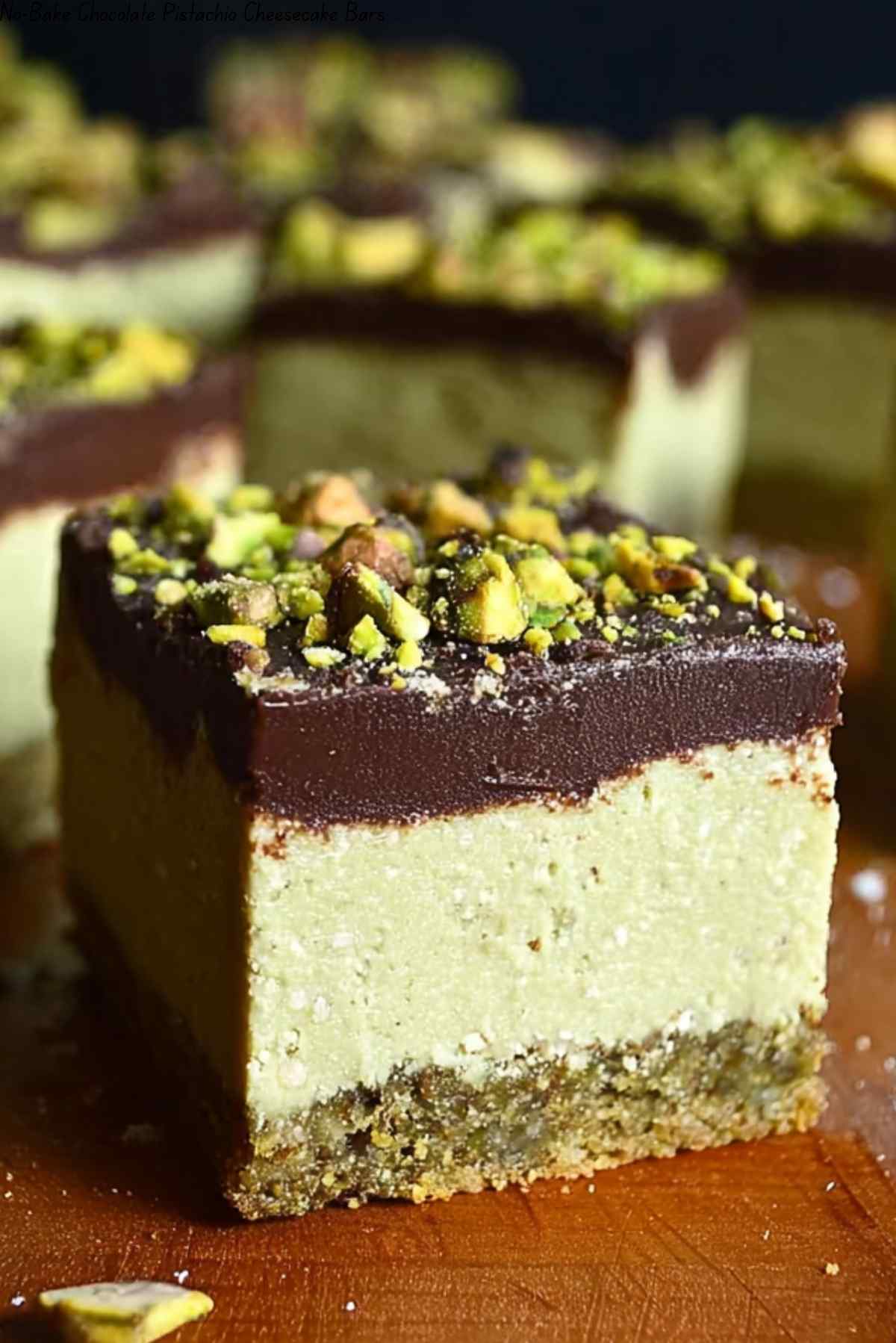 No-Bake Chocolate Pistachio Cheesecake Bars