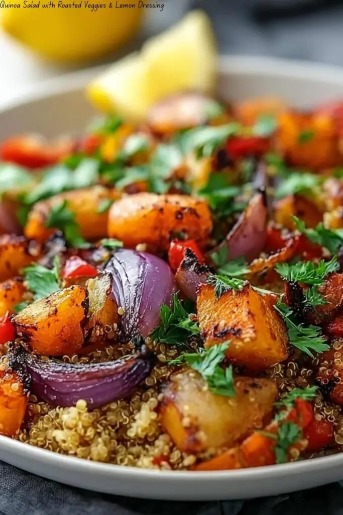 Quinoa Salad with Roasted Veggies & Lemon Dressing