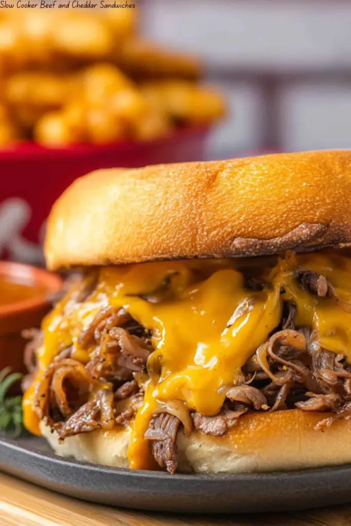 Slow Cooker Beef and Cheddar Sandwiches