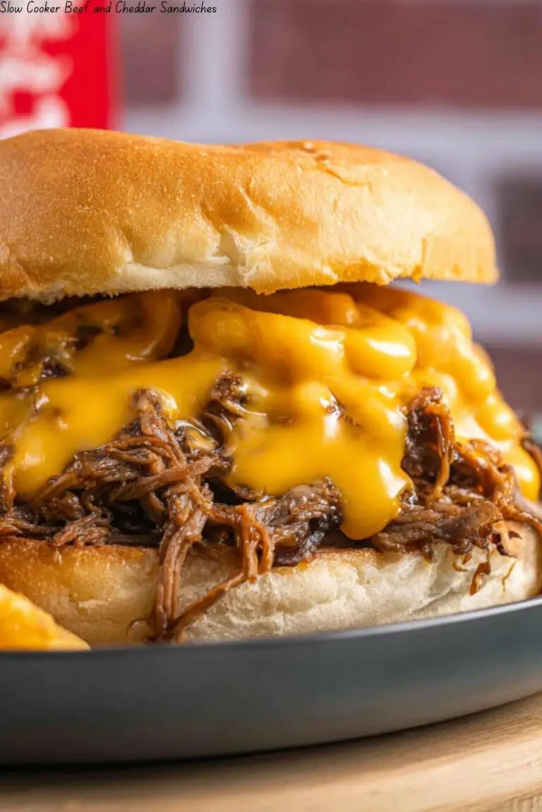 Slow Cooker Beef and Cheddar Sandwiches