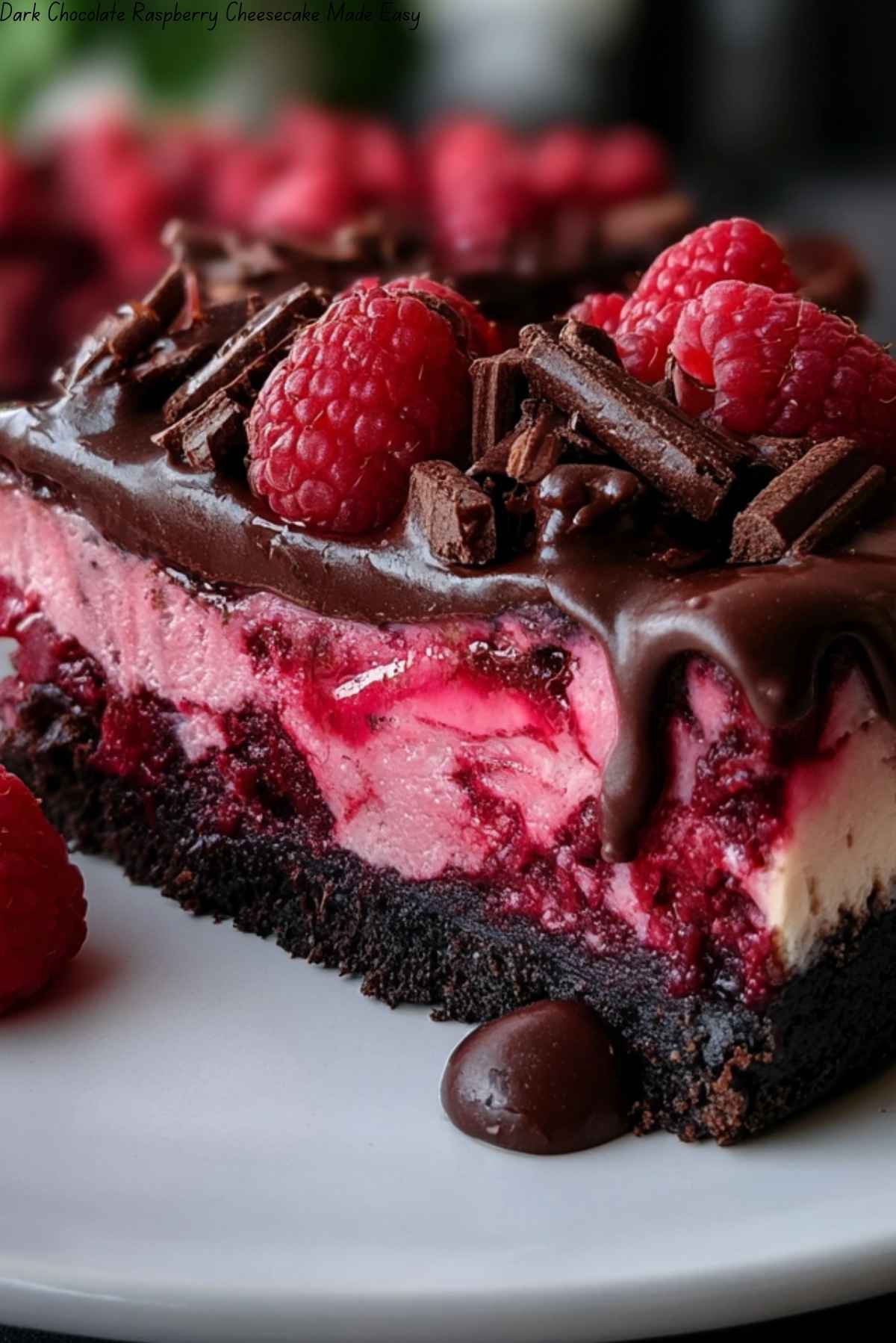 Dark Chocolate Raspberry Cheesecake Made Easy